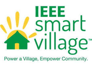 IEEE Smart Village logo. Power a village, Empower community.