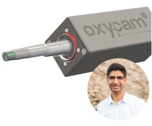 The OxyCam device with its inventor.