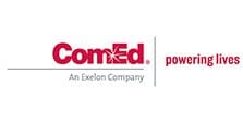 ComEd Logo. Powering Lives. An Easton Company.